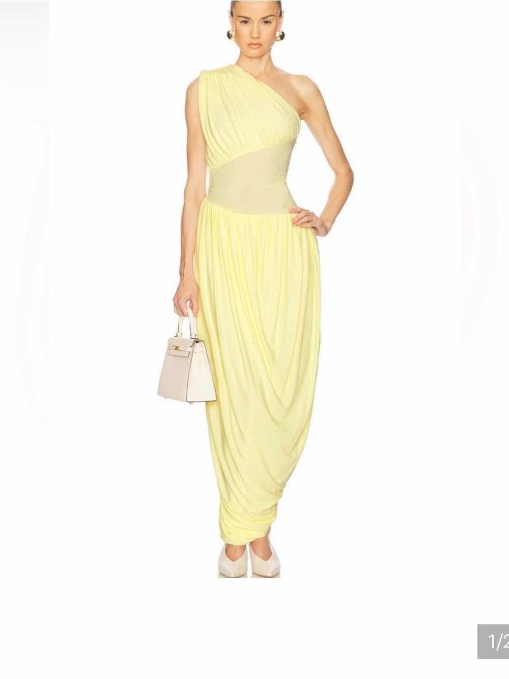 ELSA Pale Yellow Draped Maxi Dress
